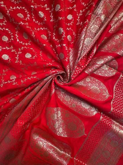Red Banarasi Jaal Artificial Silk Saree