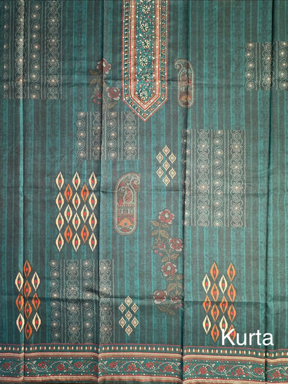 Rama Green Fancy Cotton 3-Piece Suit