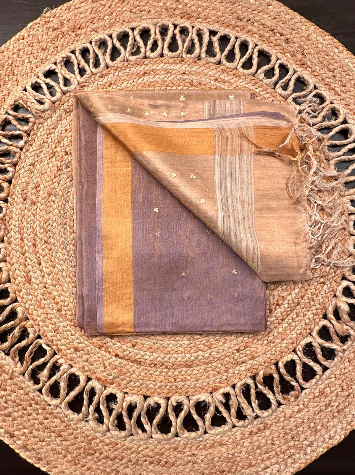 Purple-Gold Pure Tissue Silk Saree