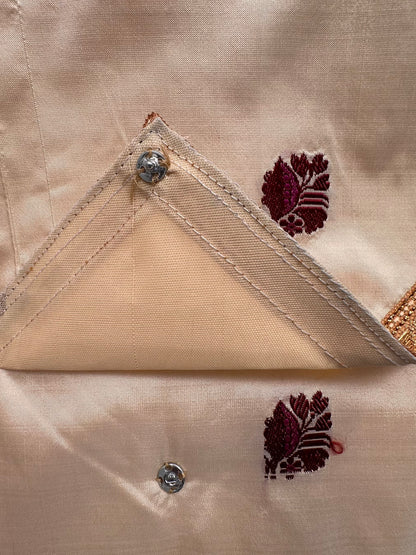 Cream Pure Silk Saree Bag With Pouch