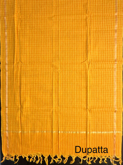 Maroon-Yellow South Cotton 3-Piece Suit