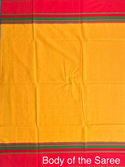 Yellow-Red Piyali Bengal Cotton Saree