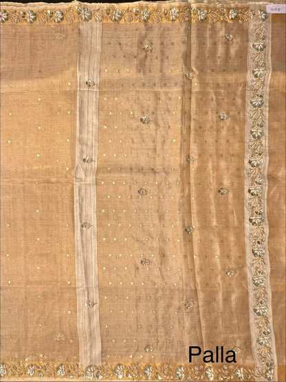 Golden Tissue Silk Saree With Work