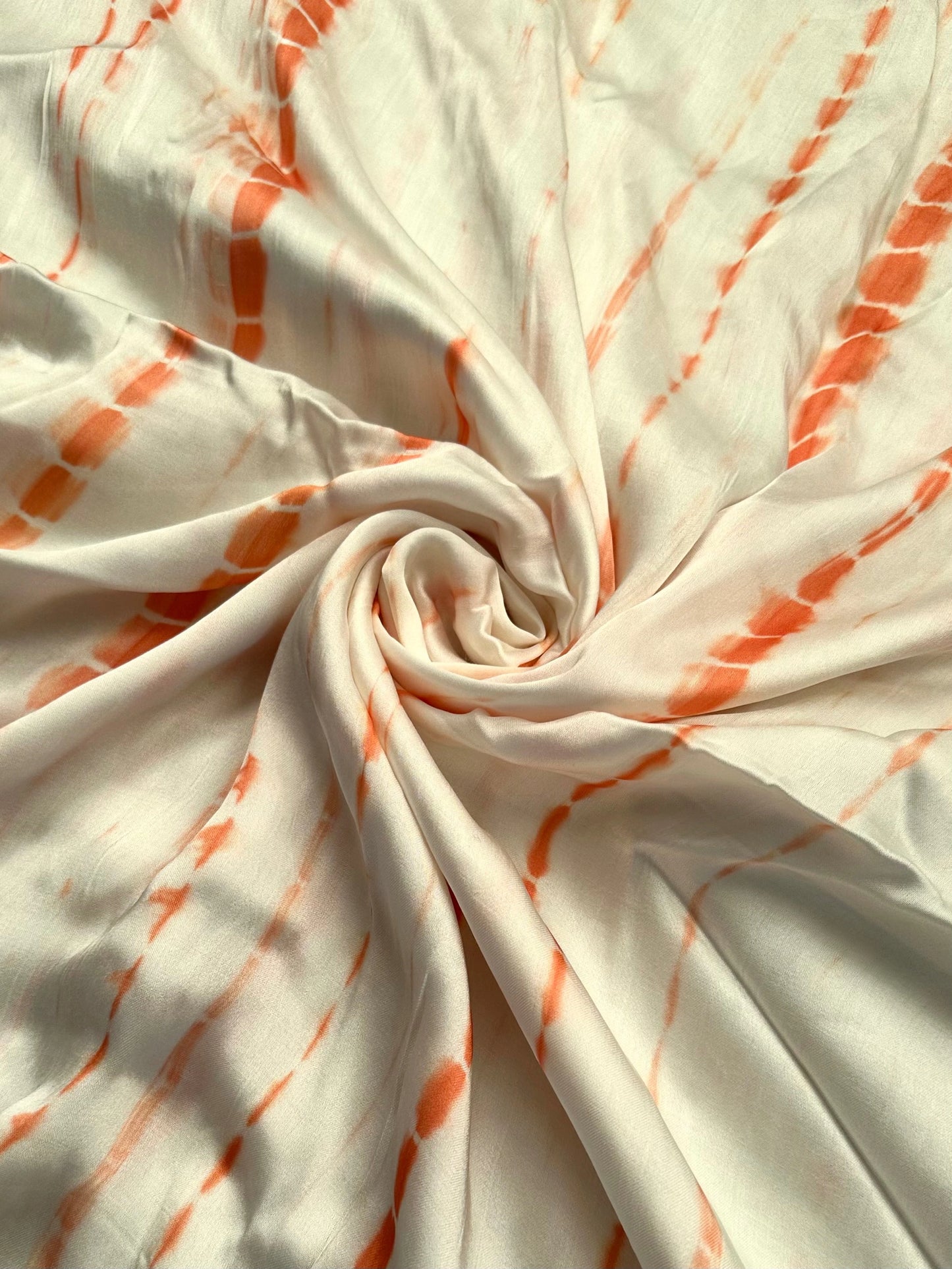 Peach Tie-Dye Cotton Satin Fabric