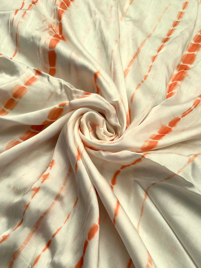 Peach Tie-Dye Cotton Satin Fabric