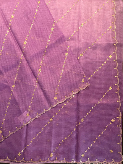 Kota Doria Pure Silk Saree With Gota Patti Work