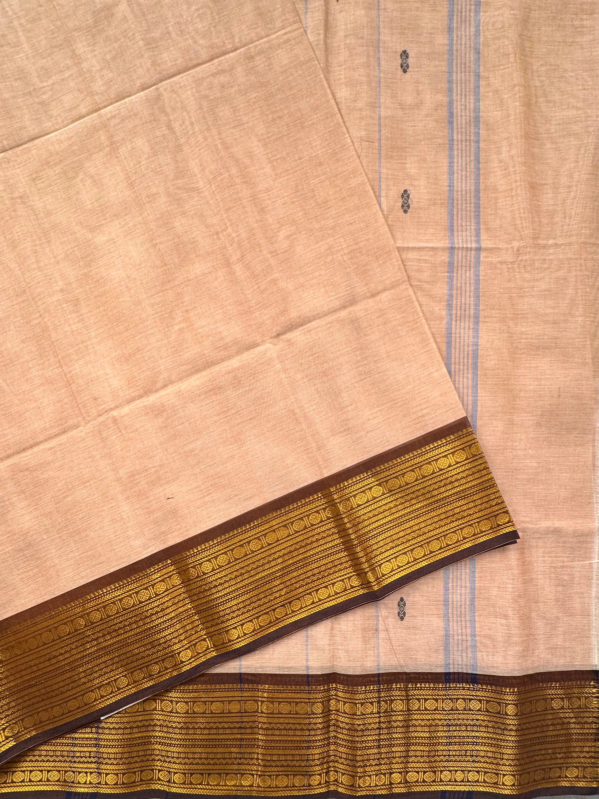 Beige-Brown Narayanpet Cotton Saree