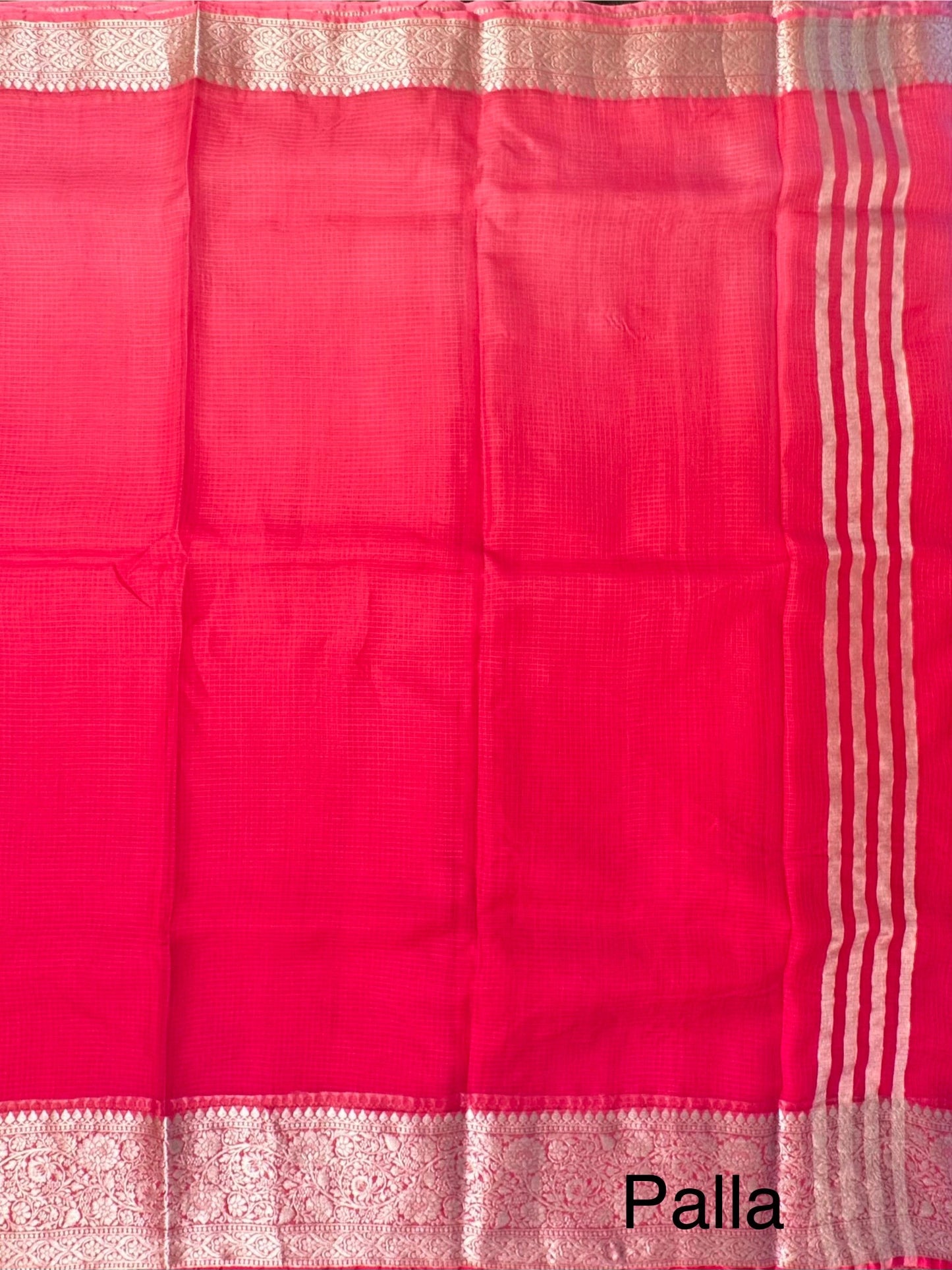 Shaded Red Pure Kota Doria Silk Saree