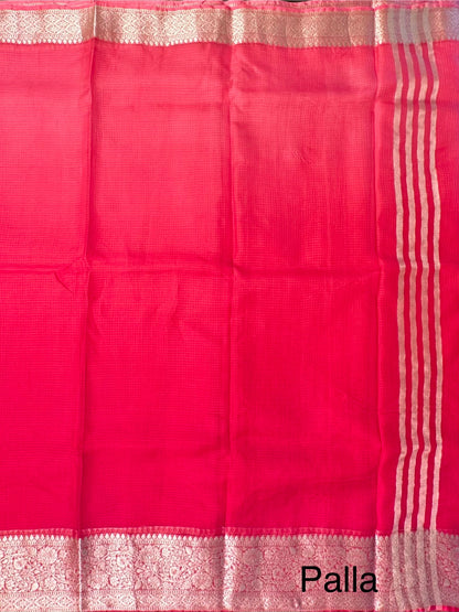 Shaded Red Pure Kota Doria Silk Saree