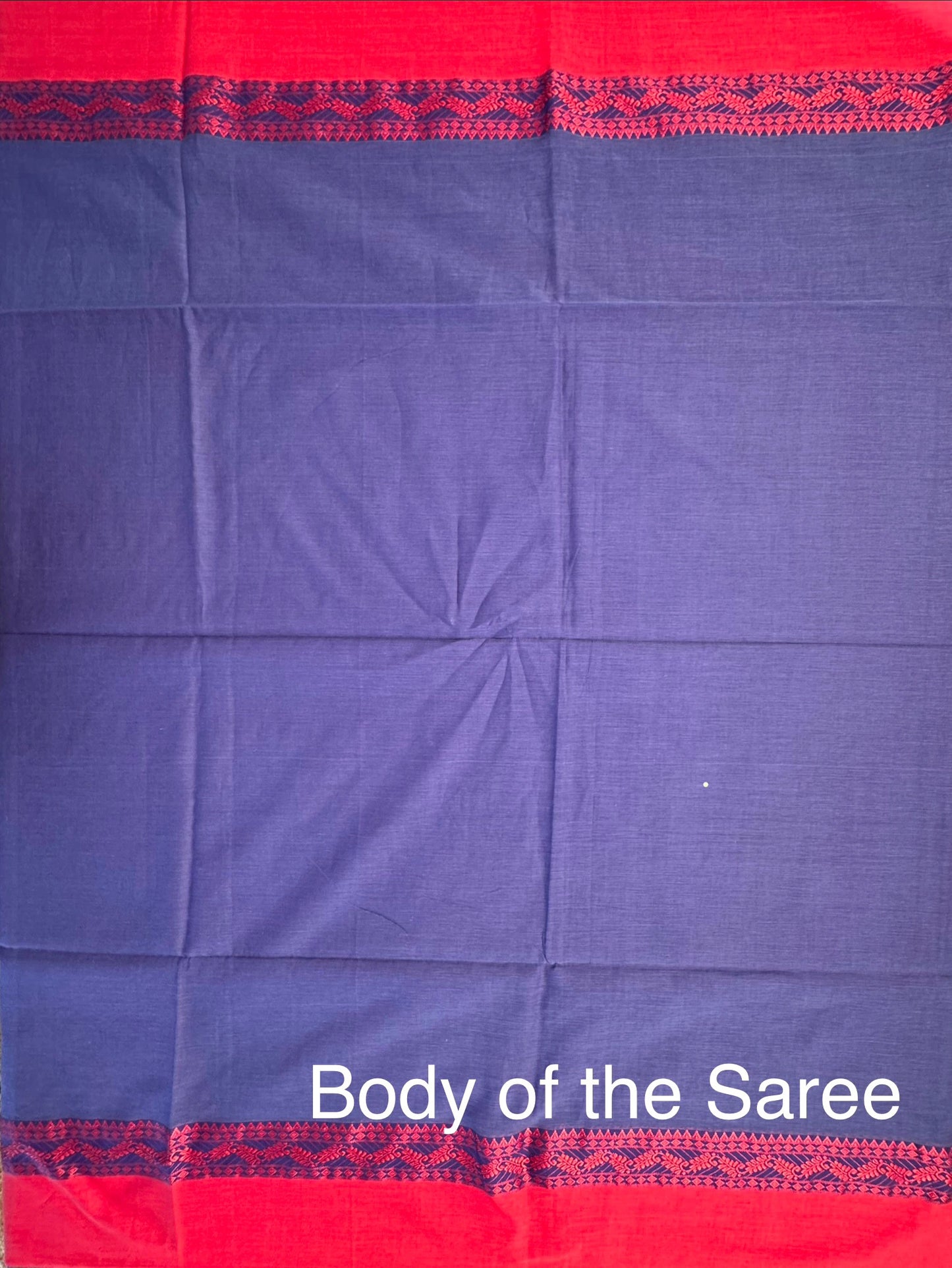Violet Blue-Red Piku Bengal Cotton Saree
