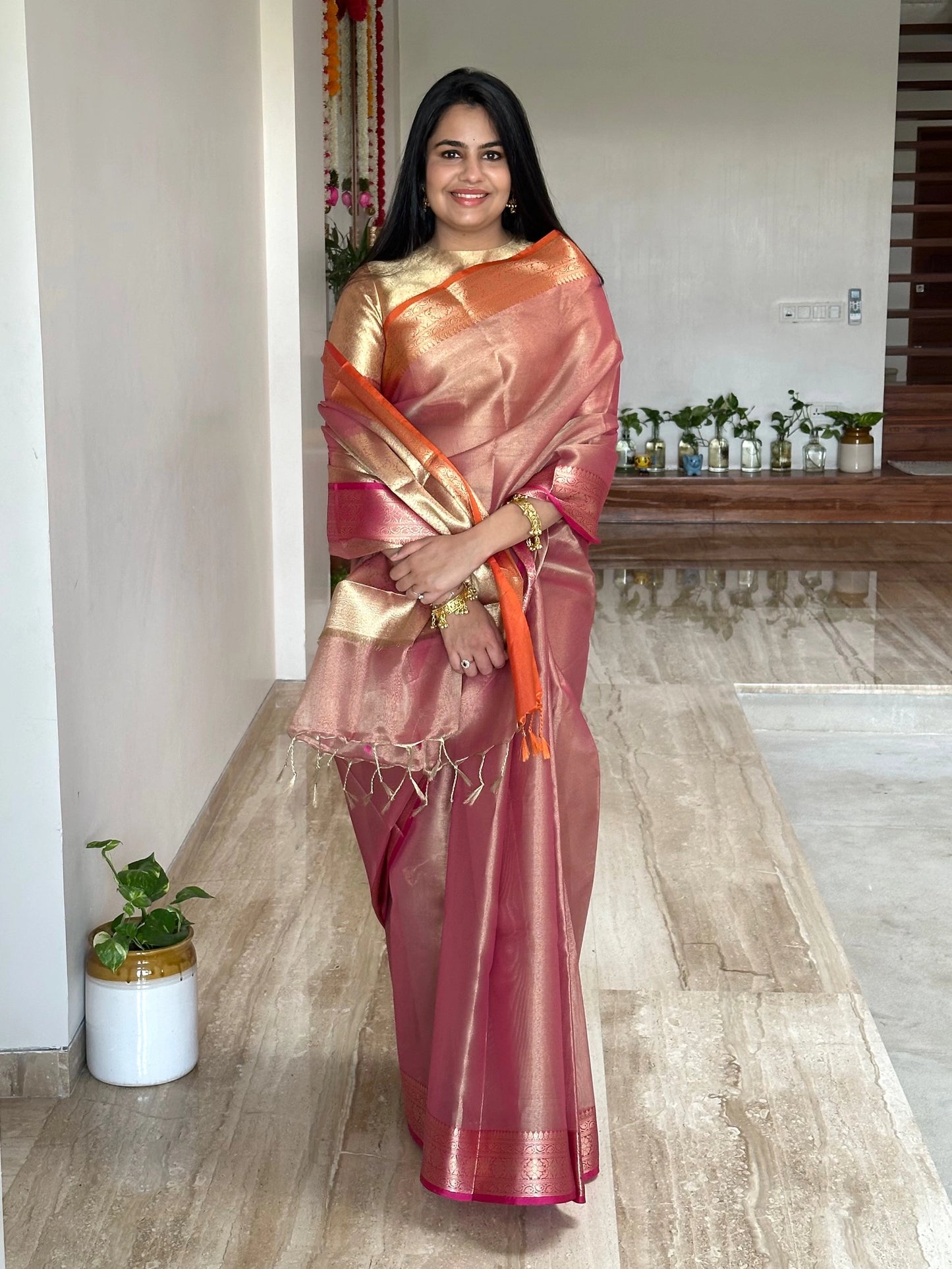 Dusky Pink Amrit Tissue Saree