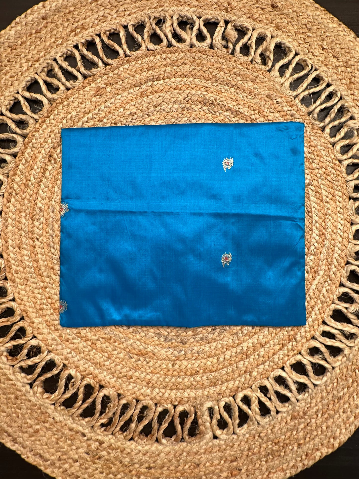 Blue Pure Silk Saree Bag With Pouch