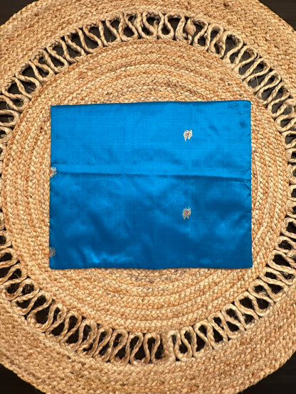 Blue Pure Silk Saree Bag With Pouch