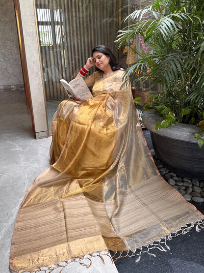 Swarnima Chandrahaas 2.0 Golden-Silver Tissue Saree