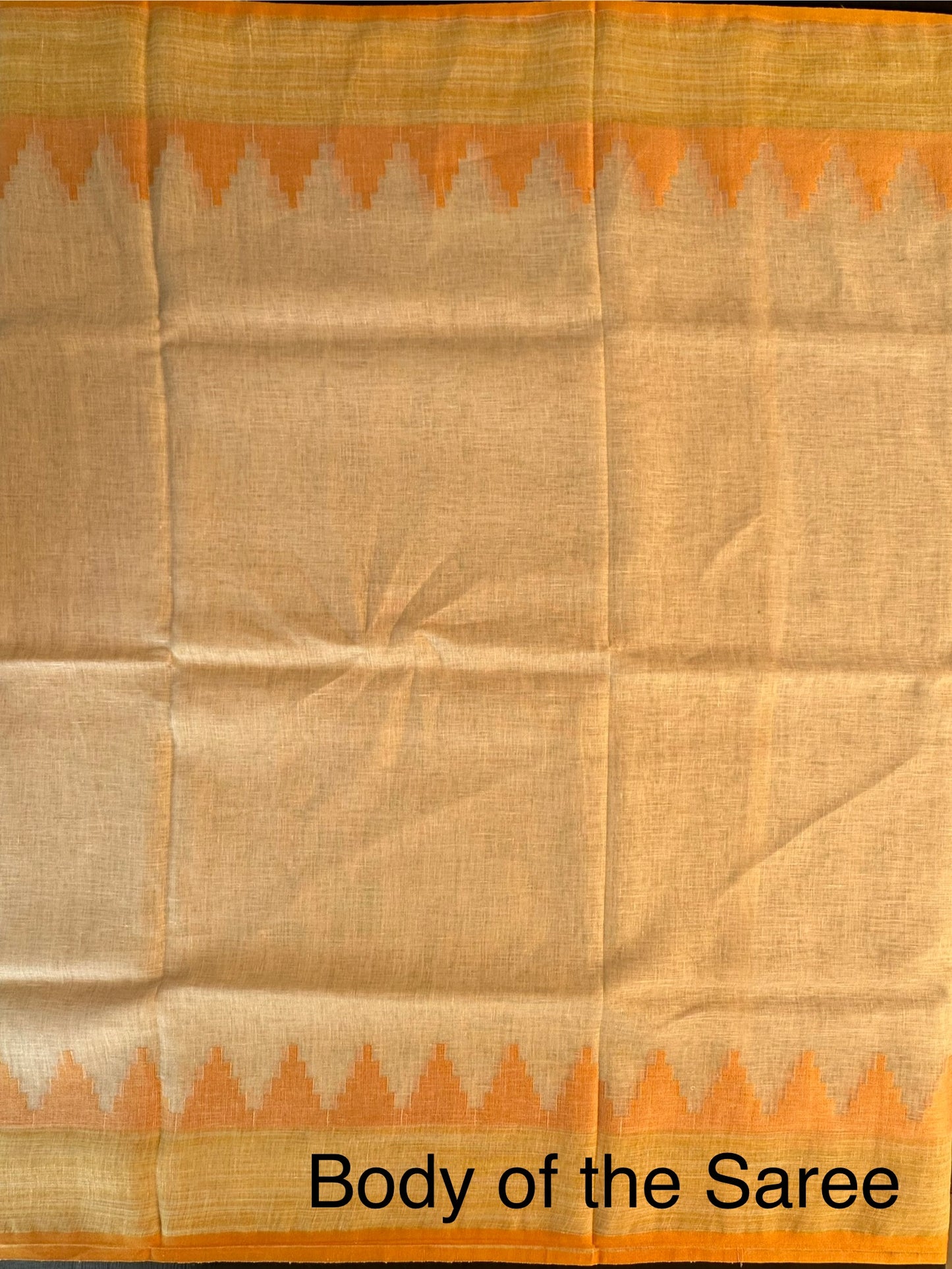 Off White-Yellow Linen Saree