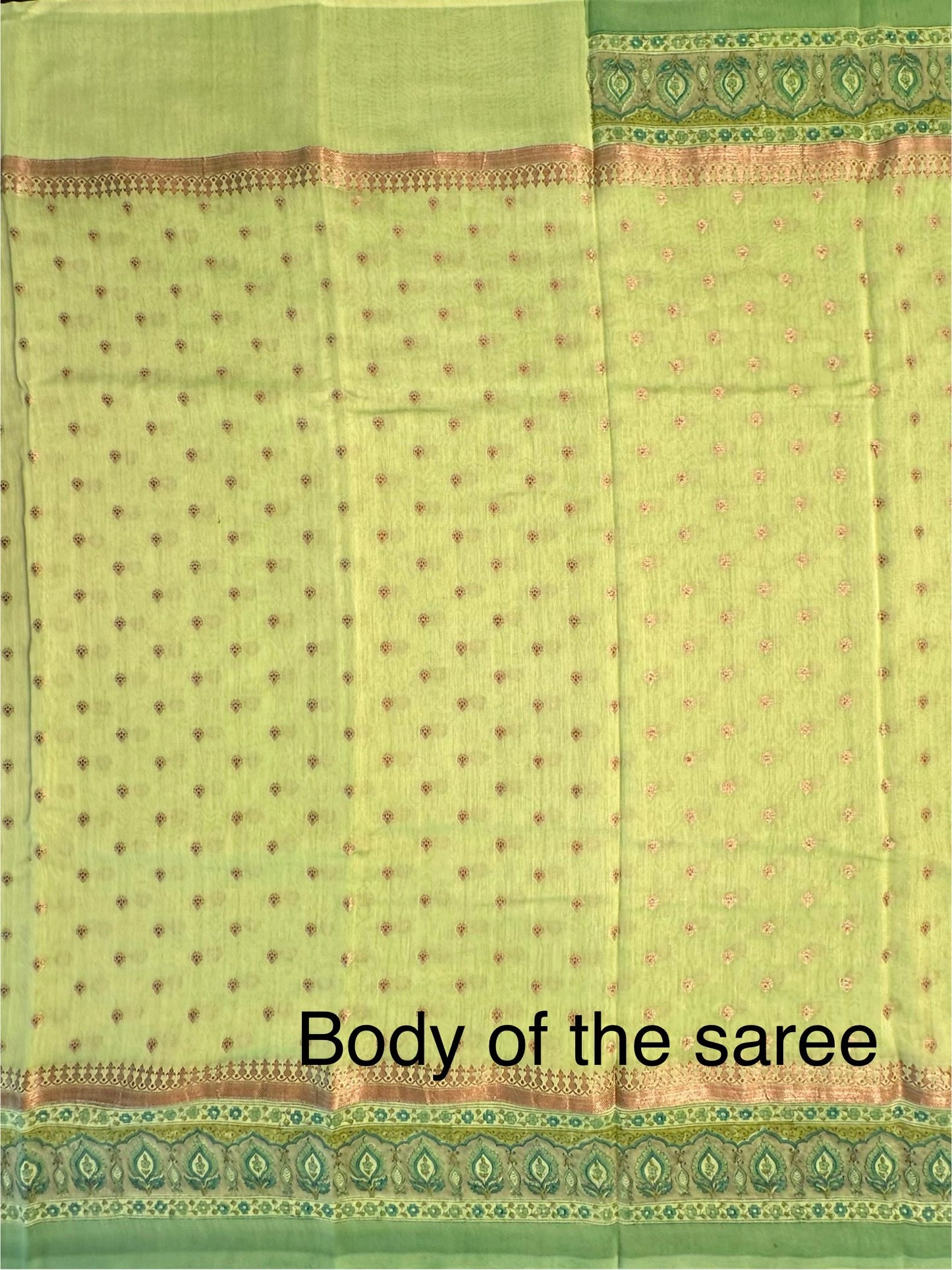 Green Chanderi Saree with Hand Block Print