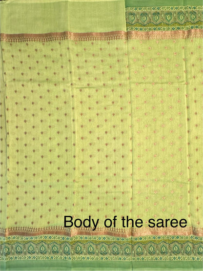 Green Chanderi Saree with Hand Block Print