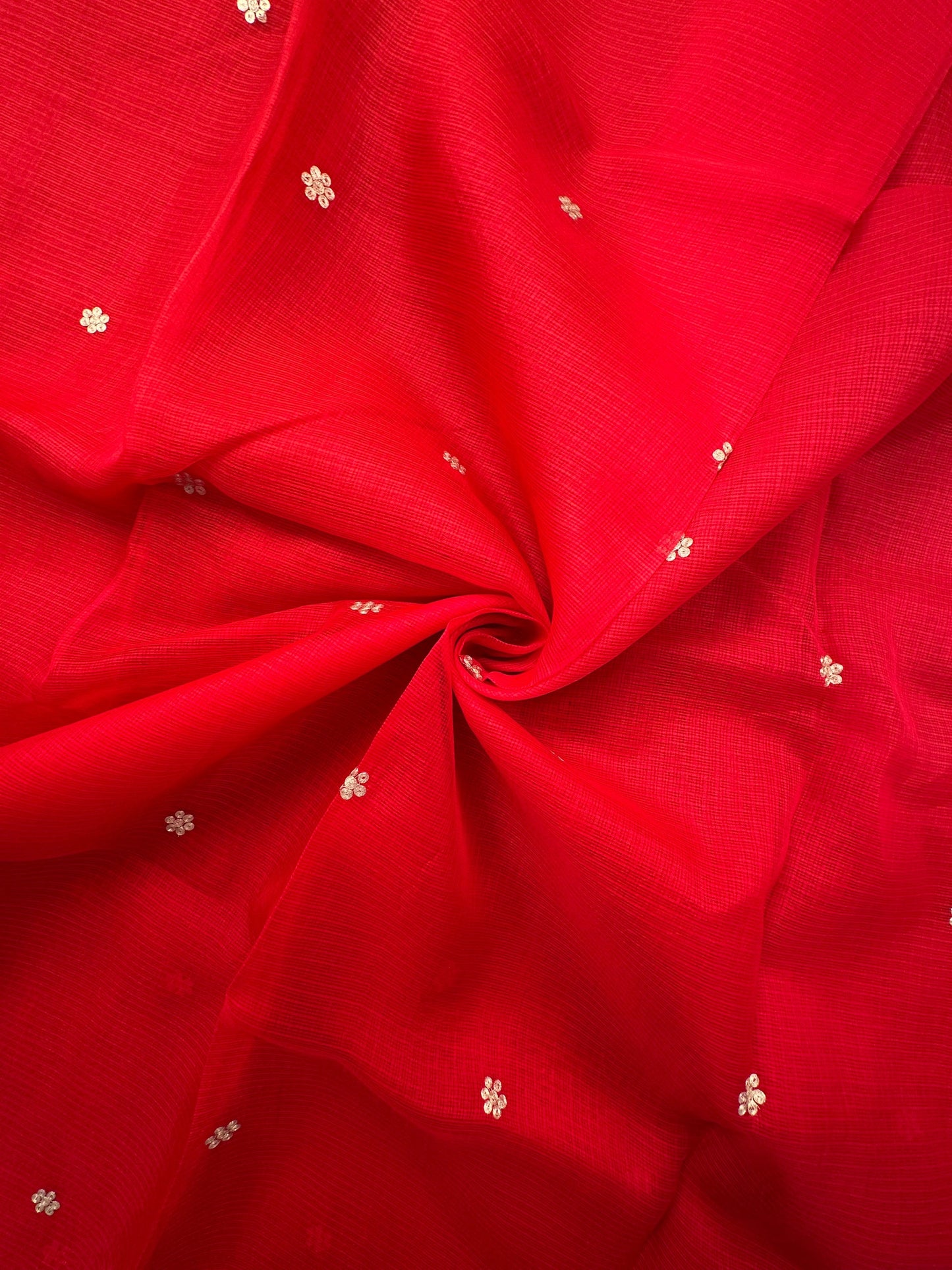 Red Gitika Kota Doria Pure Silk Saree