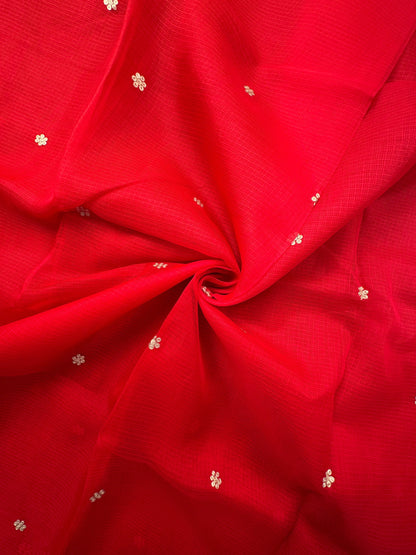 Red Gitika Kota Doria Pure Silk Saree