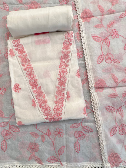 Off White-Peach Chanderi Suit