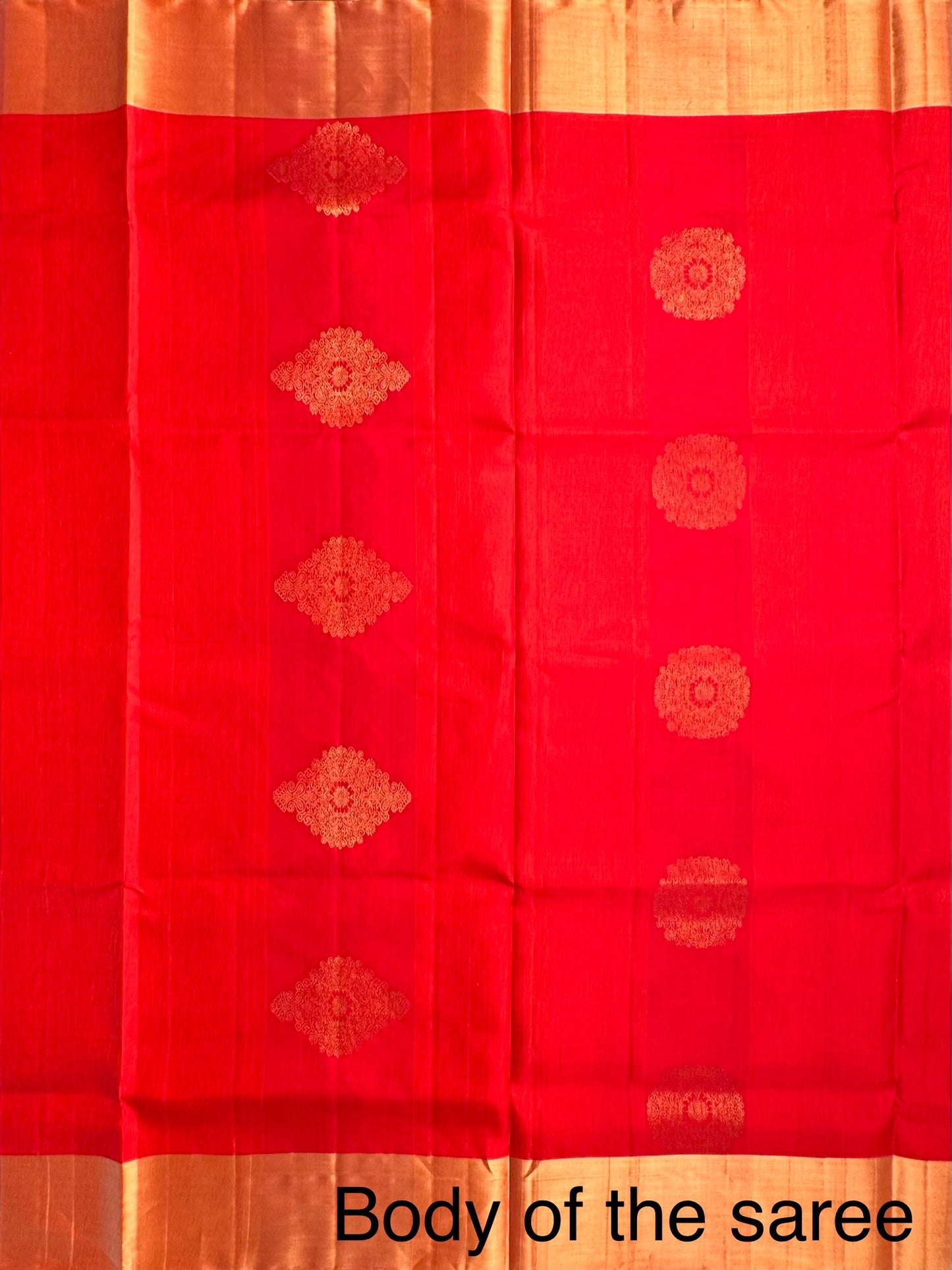 Orange-Red Tiruchirapalli Pure Soft Silk Saree