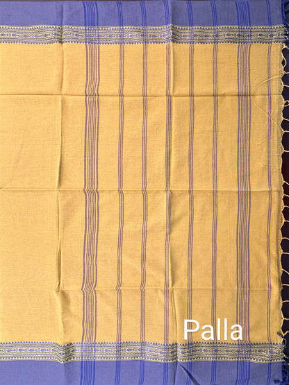 Olive Green-Blue Tripura Cotton Saree