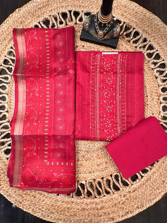 Maroon Fancy Cotton 3-Piece Suit