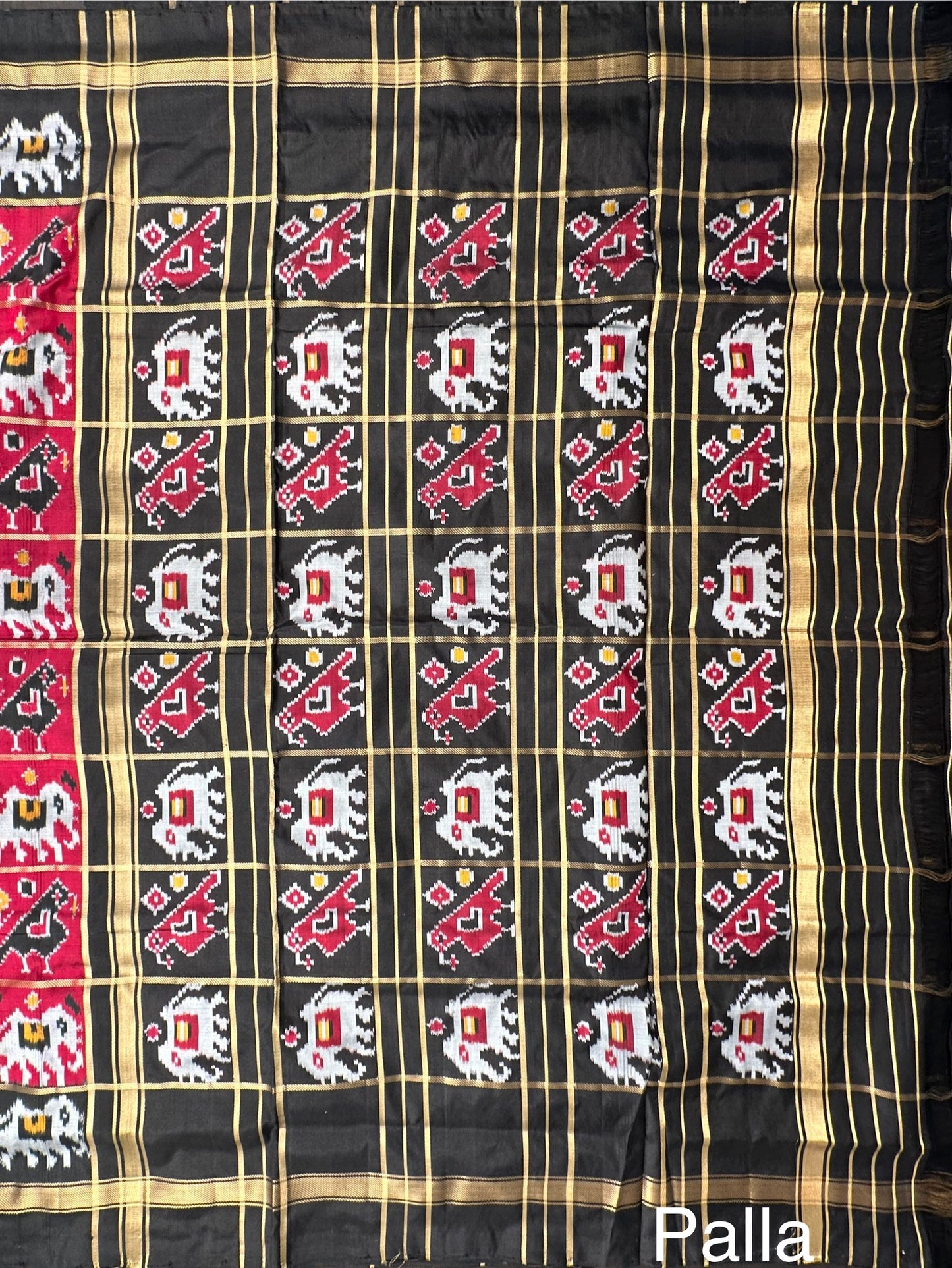 Maroon-Black Patola Pure Silk Saree