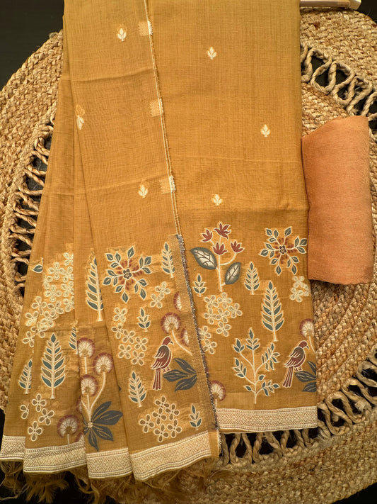 Mustard Fancy Cotton 3-Piece Suit