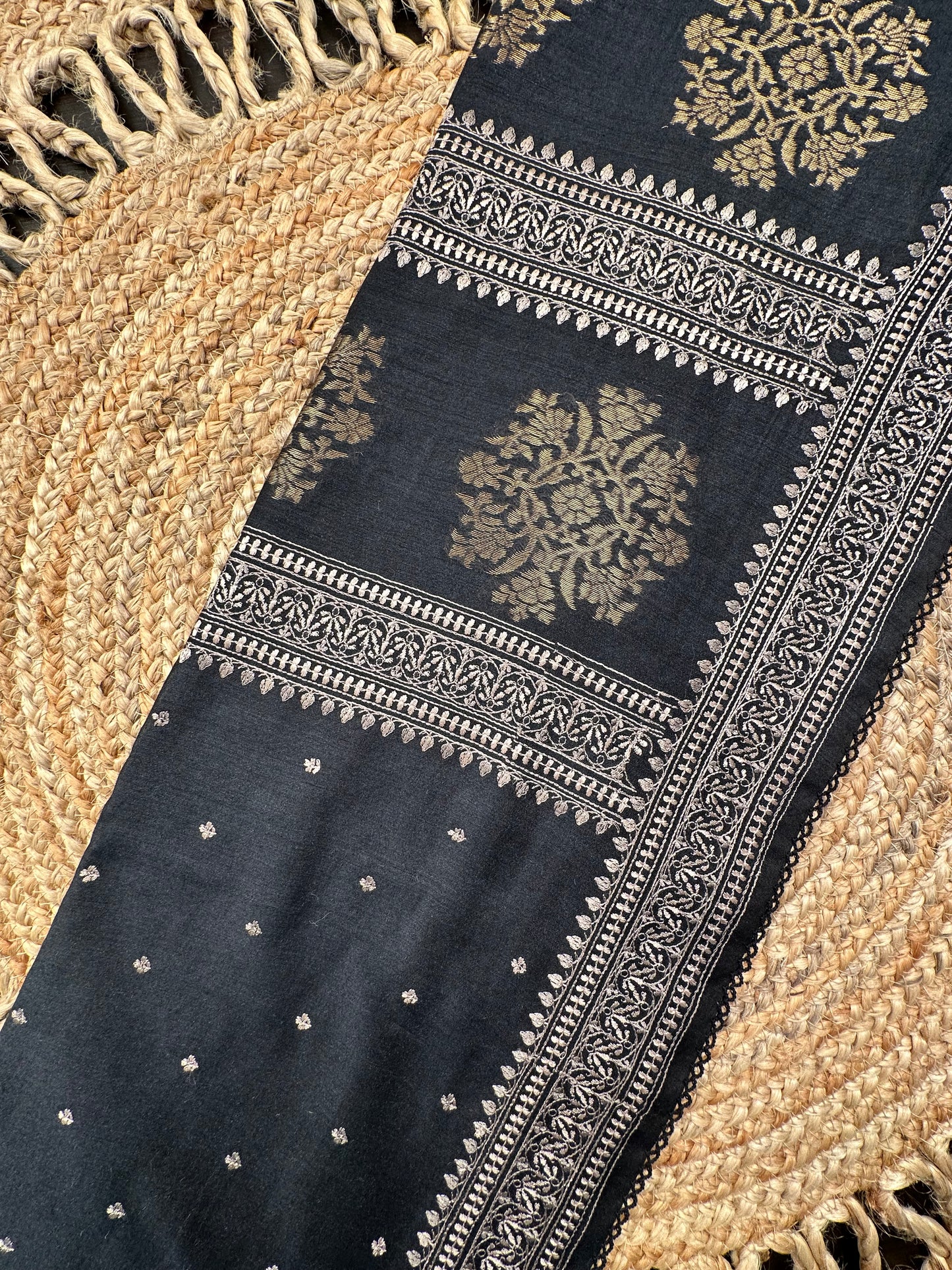 Black Muga Silk Saree