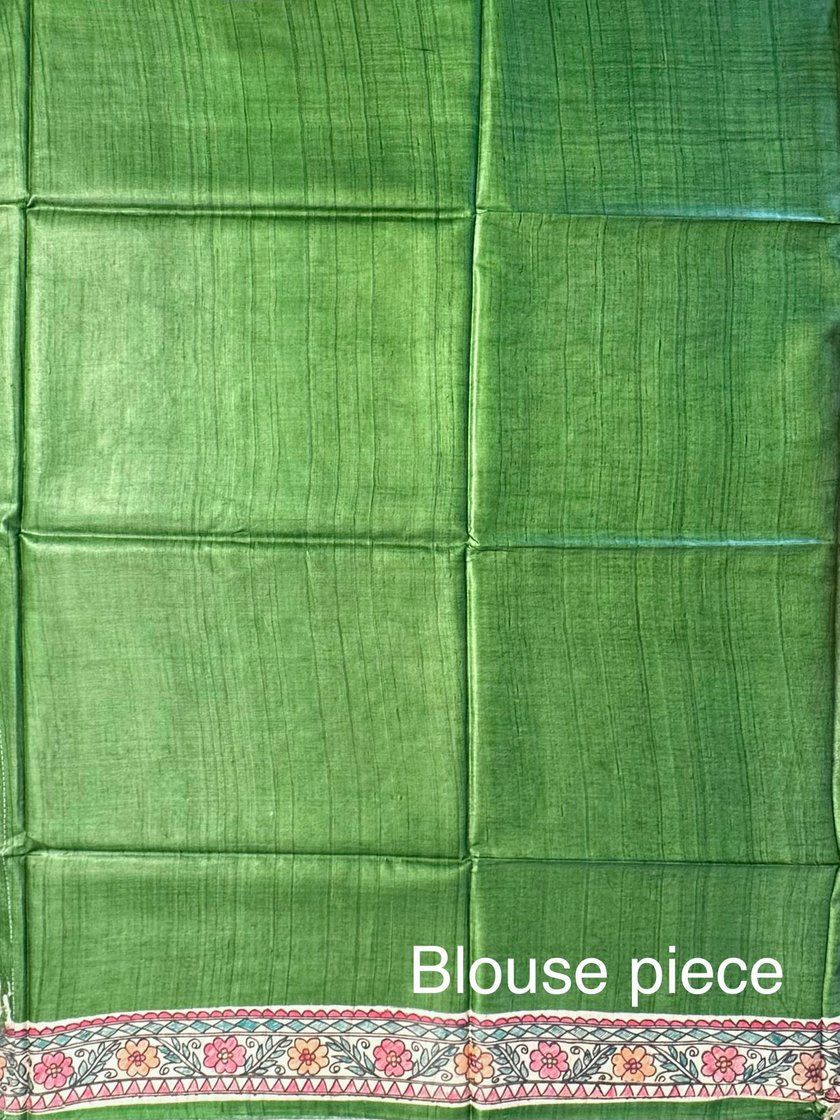 Green Madhubani Art Pure Tussar Silk Saree