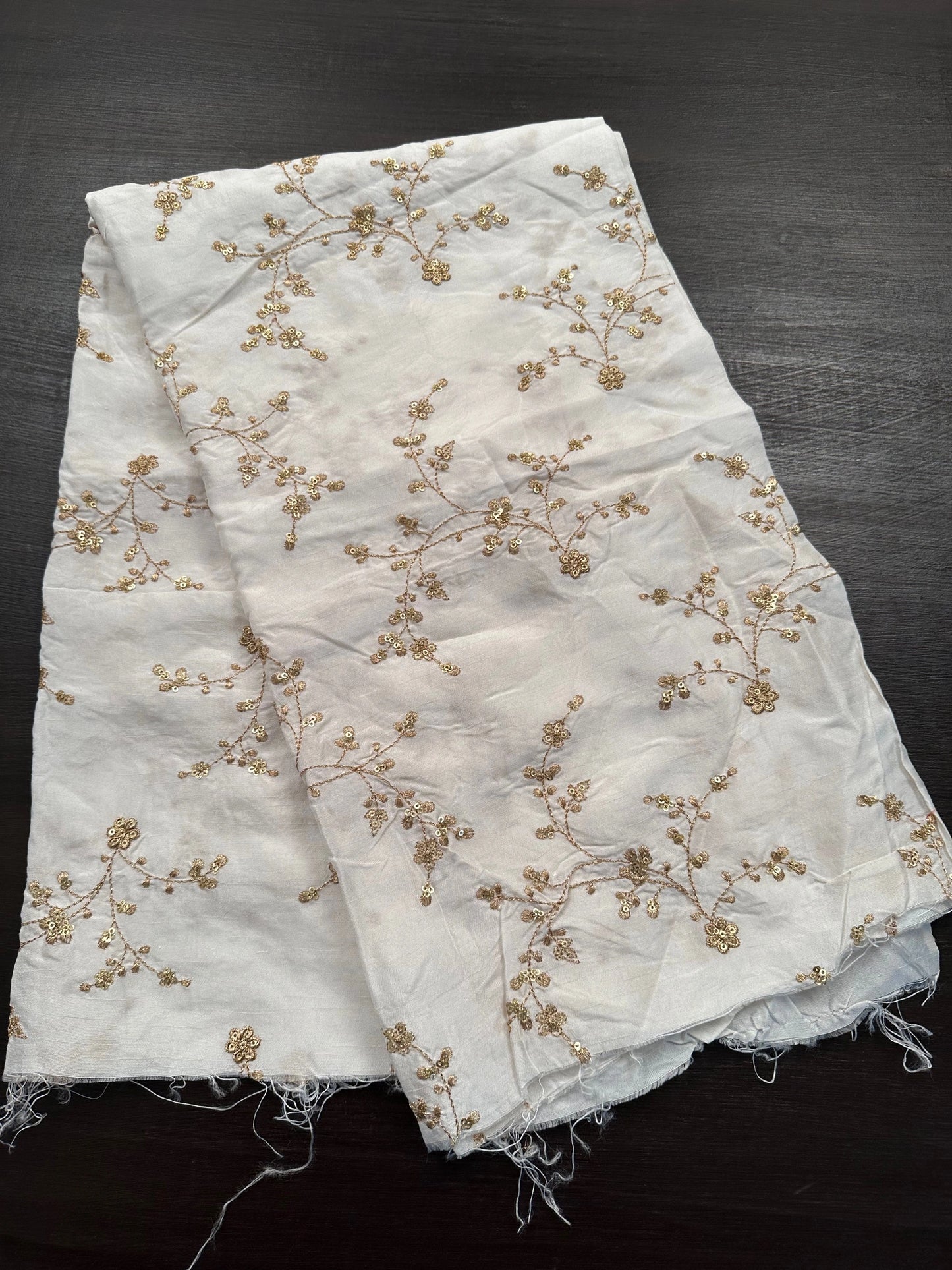 Off-White Sequins Work Viscose Fabric
