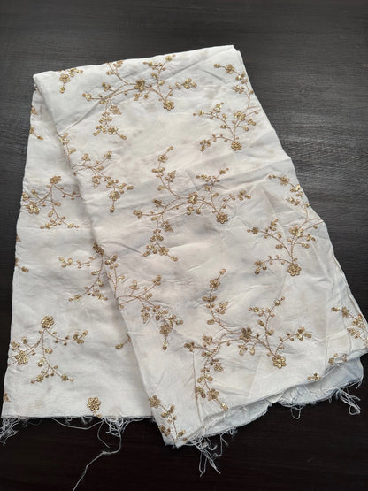 Off-White Sequins Work Viscose Fabric