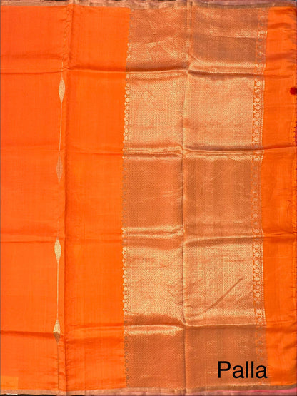 Orange-Coral Vedika Banarasi Pure Silk Saree