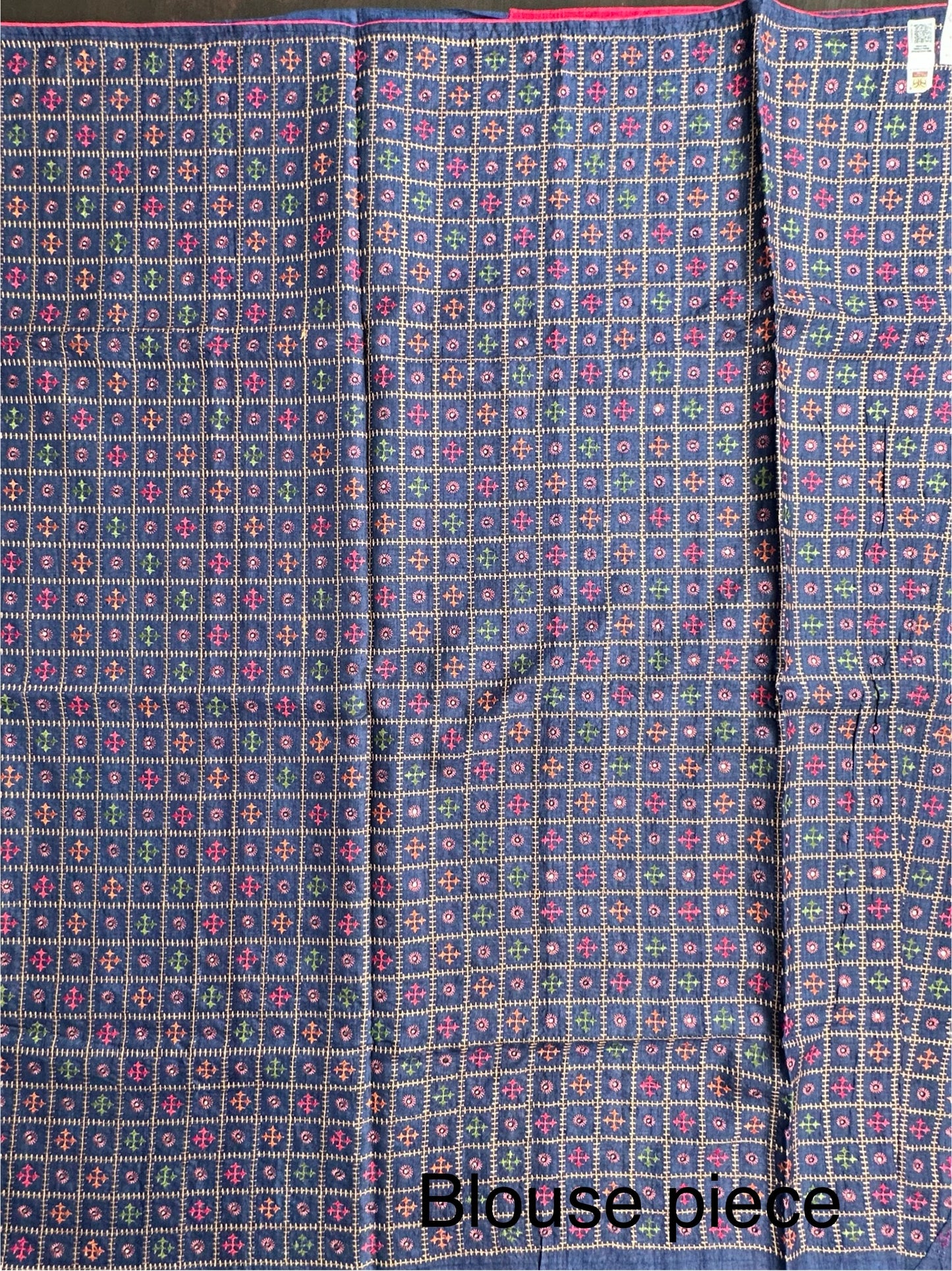 Navy Blue Pure Tussar Silk Saree With Embroidery