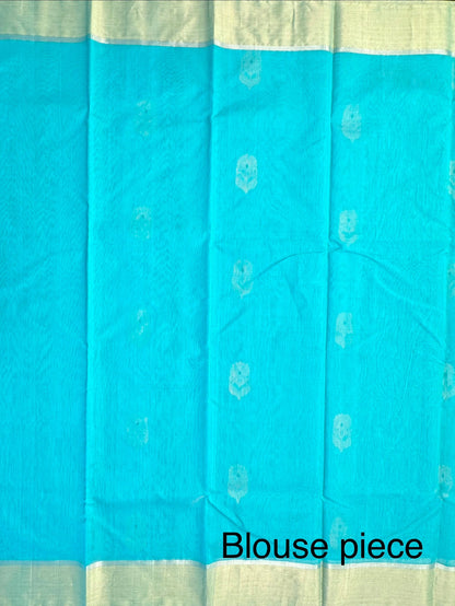 Sea Green Pure Chanderi Saree