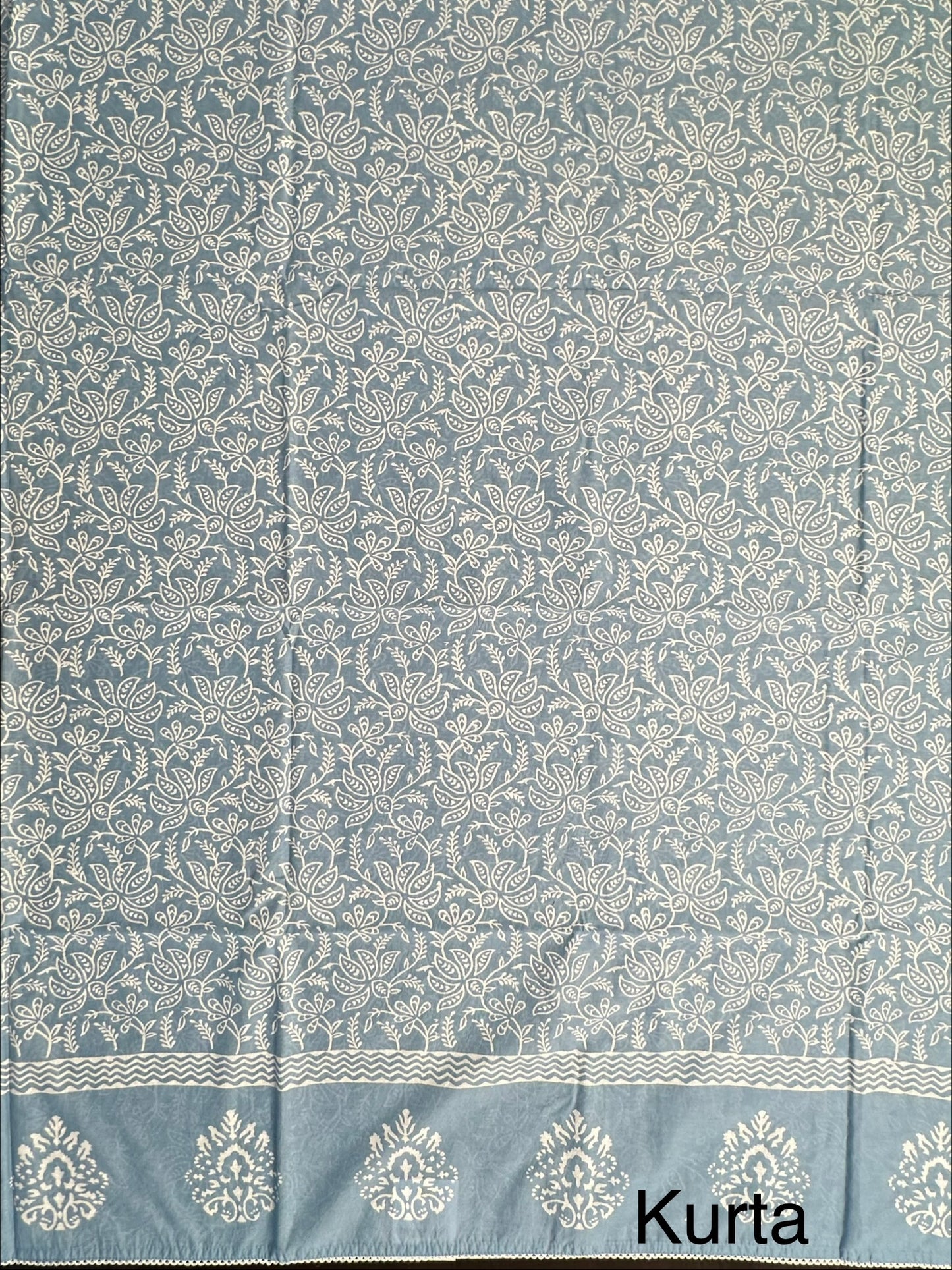 Blue Printed Pure Cotton Suit
