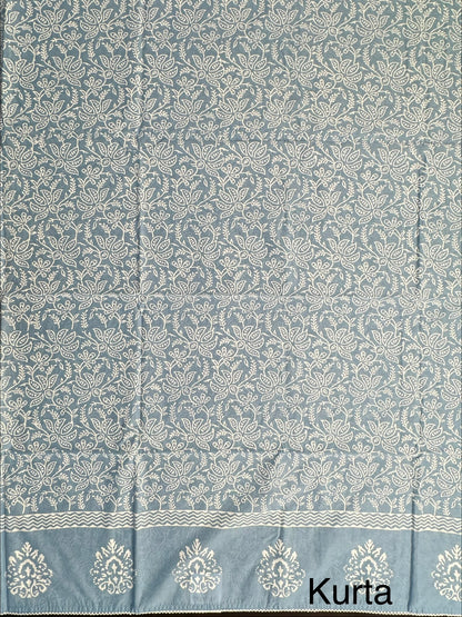 Blue Printed Pure Cotton Suit