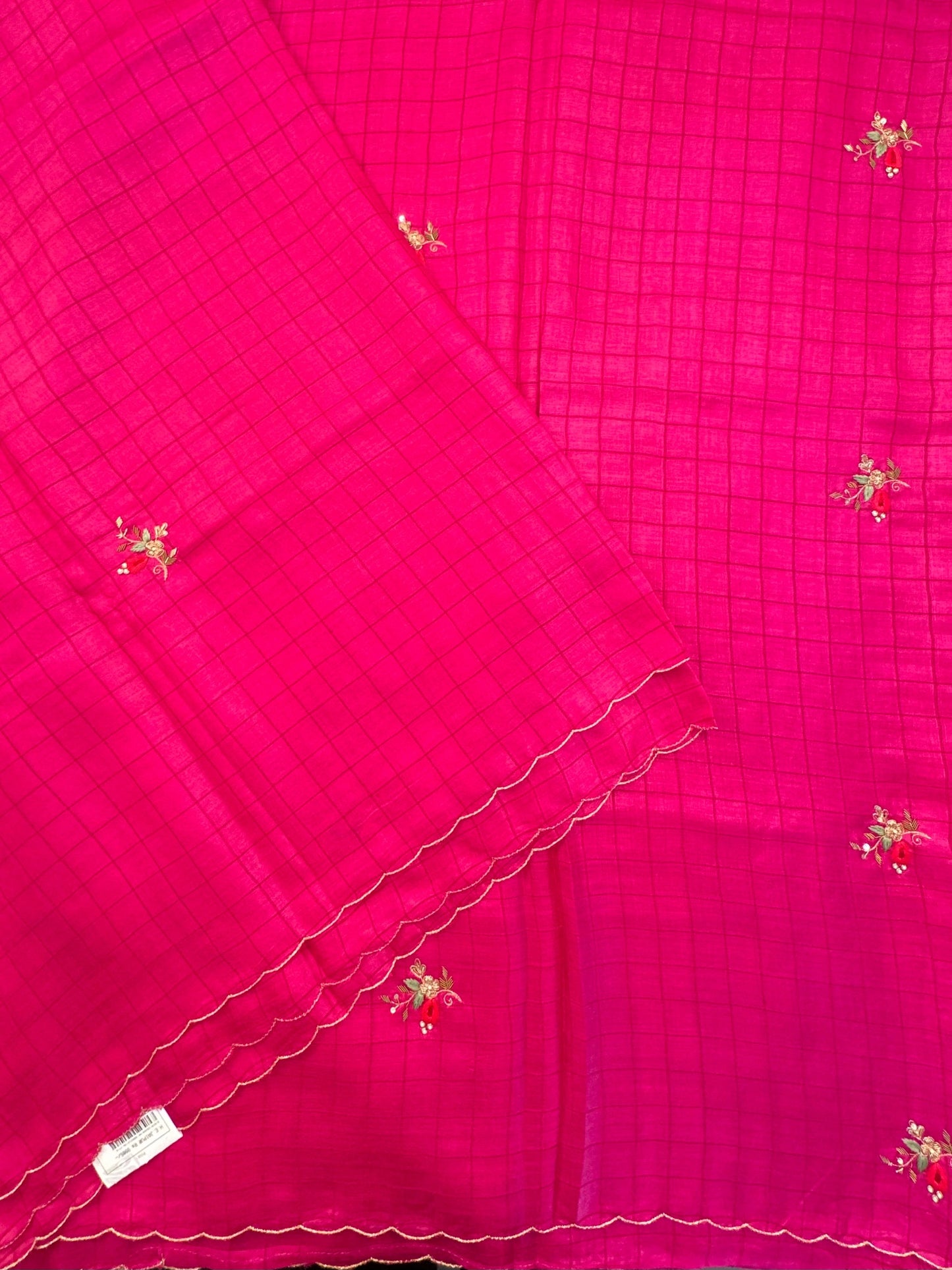 Rani Hand Embroidery Pure Tussar Silk Saree