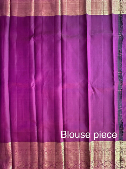Wine Handloom Kanjivaram Jamawar Pure Silk Saree
