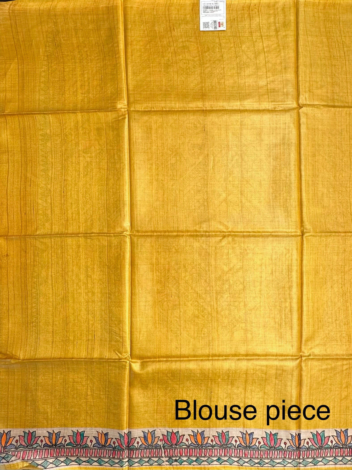 Yellow Madhubani Art Pure Tussar Silk Saree