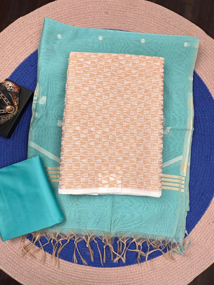 Off White Jacquard 3-piece Unstitched Cotton Suit