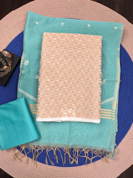 Off White Jacquard 3-piece Unstitched Cotton Suit
