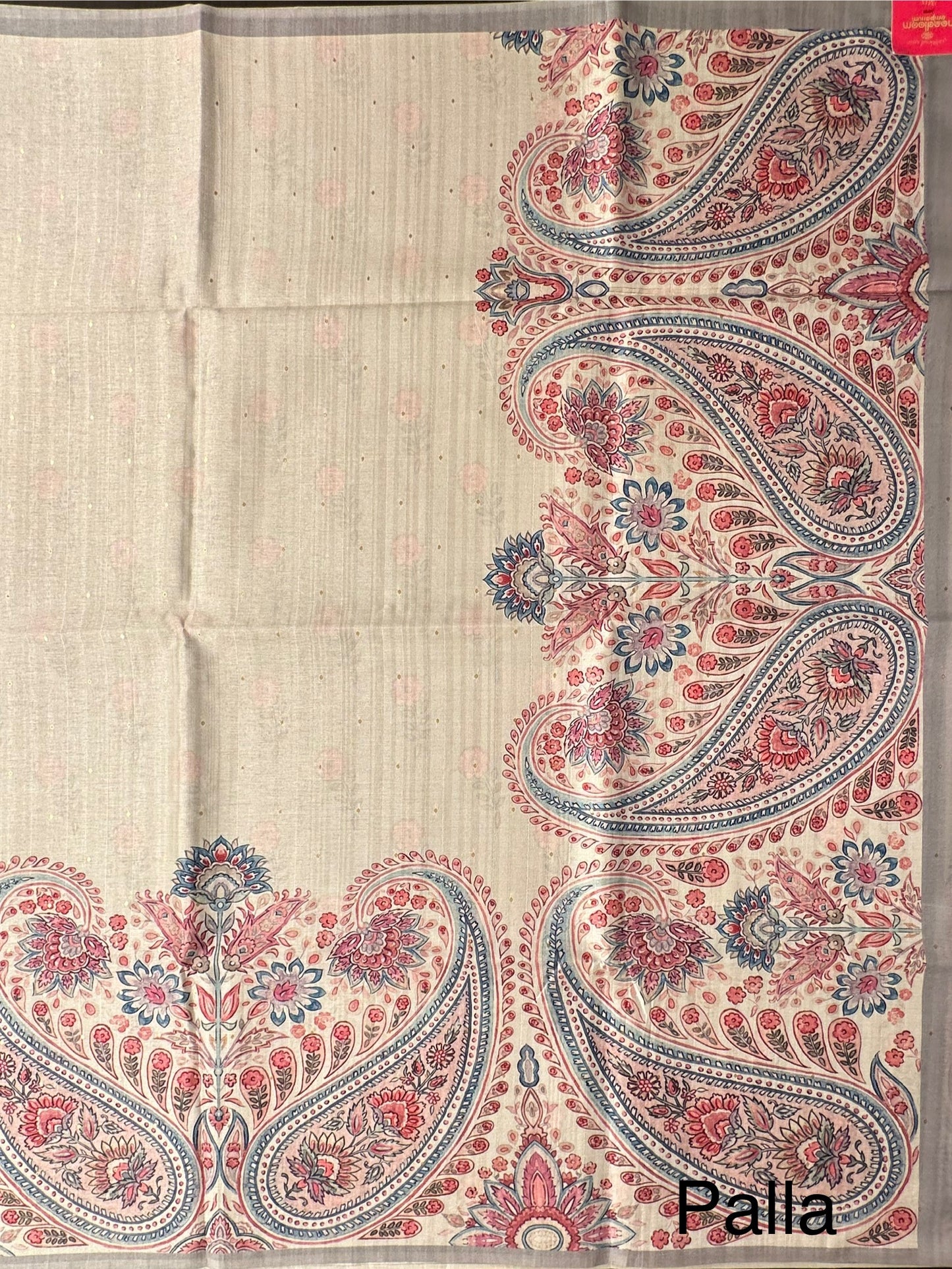 Off White-Grey Printed Art Silk Saree