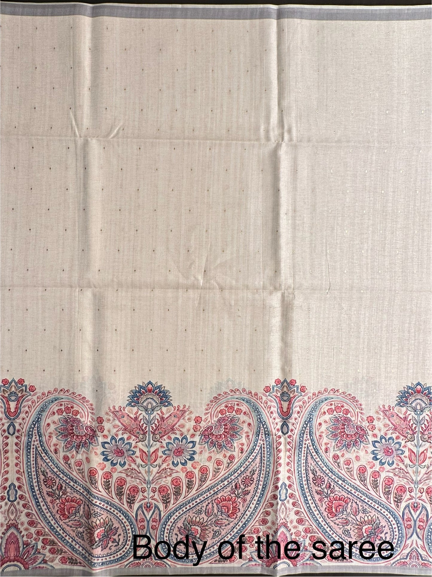 Off White-Grey Printed Art Silk Saree