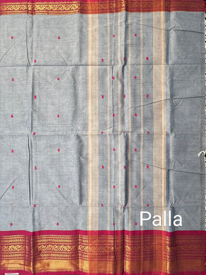 Grey Narayanpet Cotton Saree