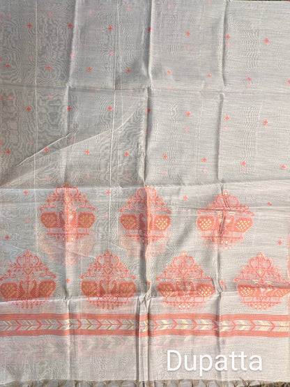 Orange Jacquard  Handloom Suit