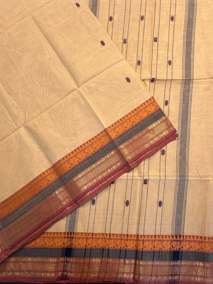 Beige Narayanpet Cotton Saree