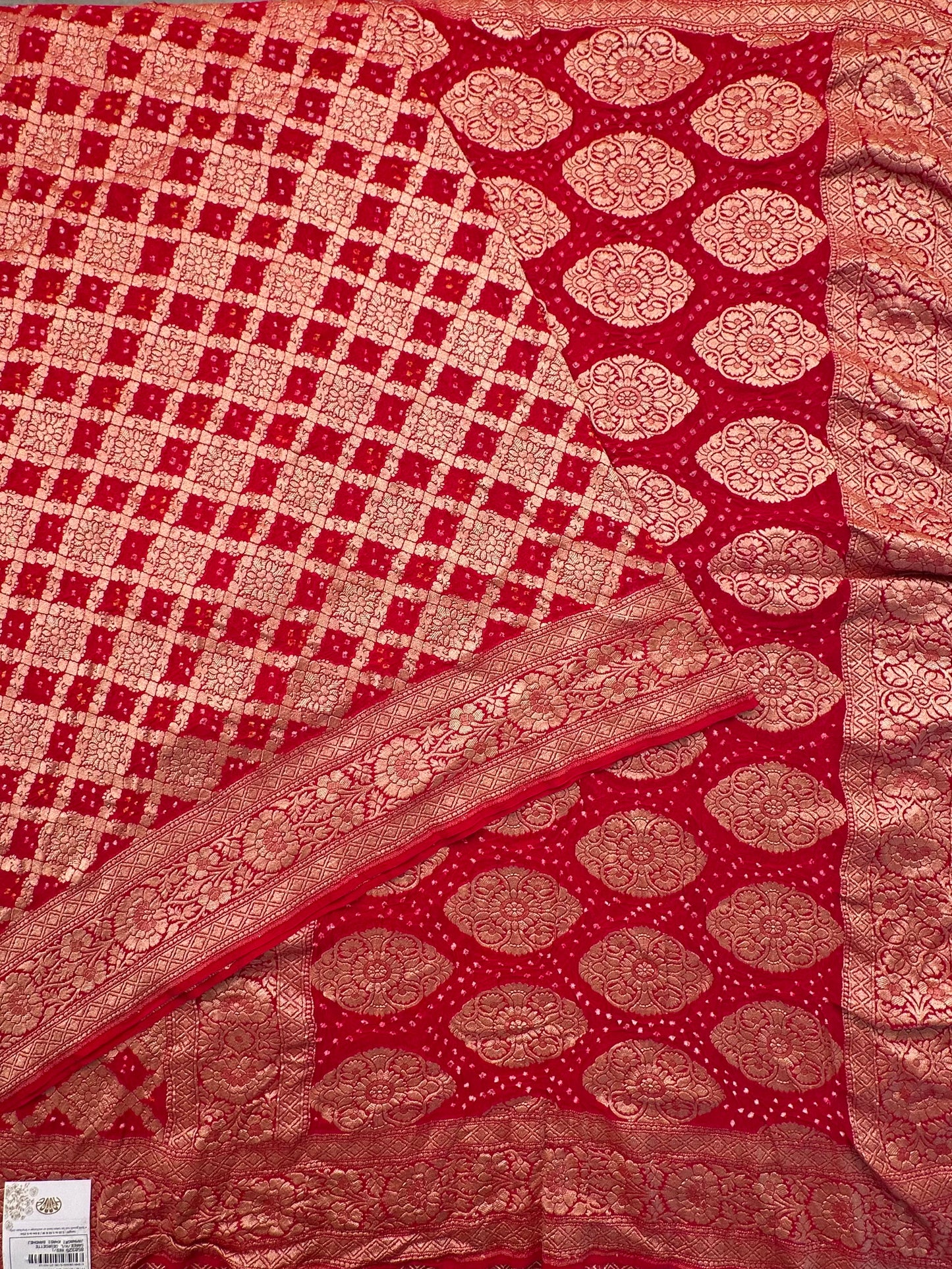 Red Gharchola Bandhej Pure Georgette Saree