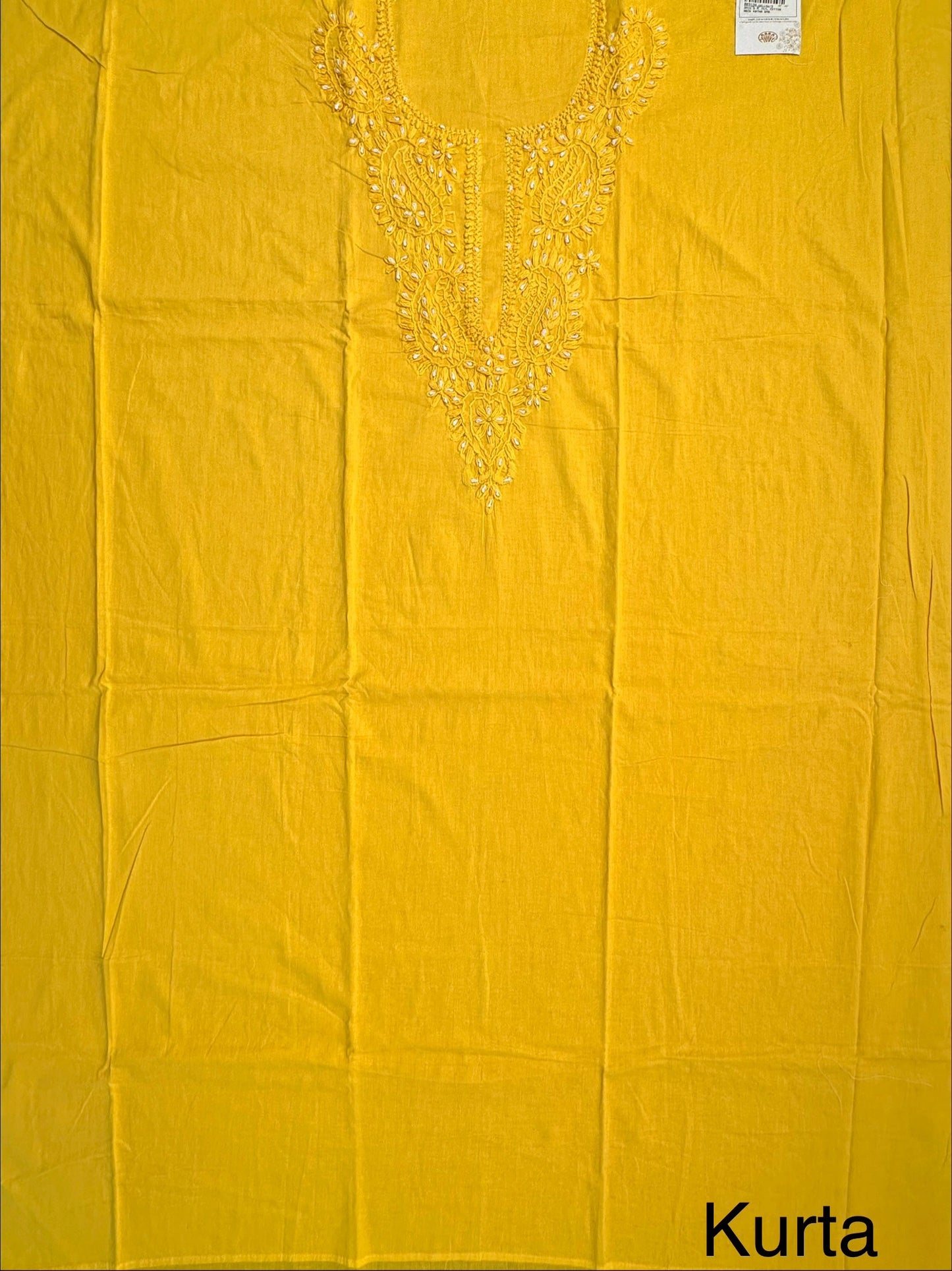 Yellow Hand Embroidery Pure Cotton Suit